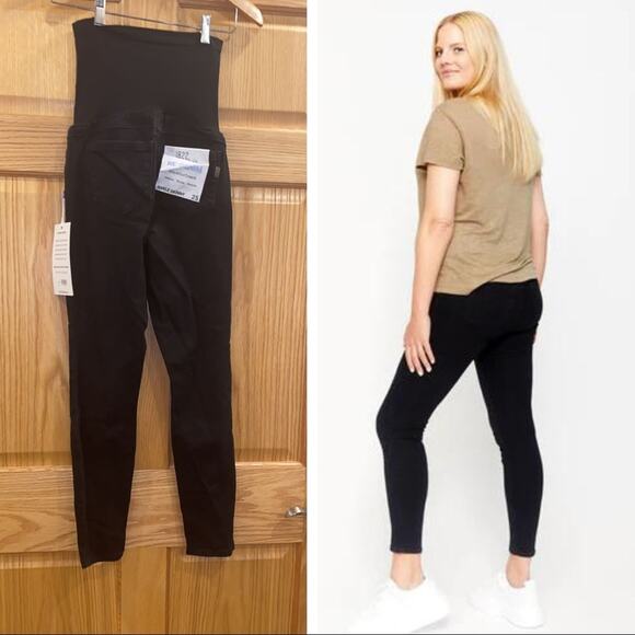1822 Denim Pants - MATERNITY RE:DENIM ANKLE SKINNY WITH BELLYBAND IN BLACK